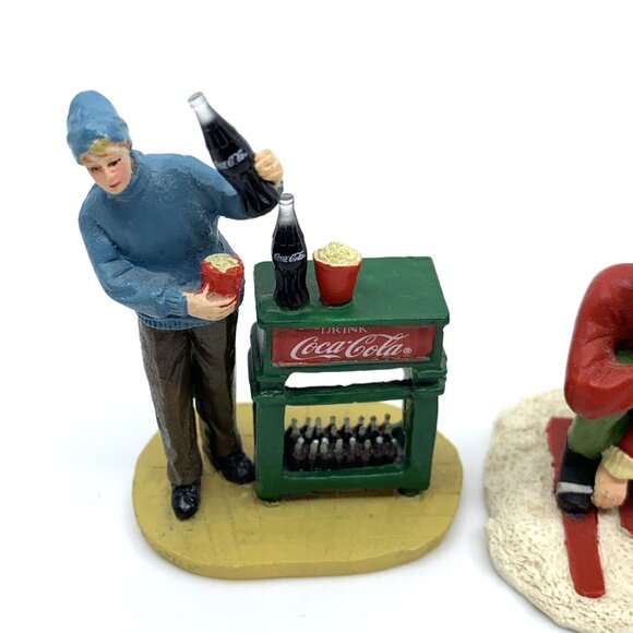3 Coca-Cola Main Street Collection Figurines Coke Vendor Skiers Father Son Vtg - Picture 2 of 9